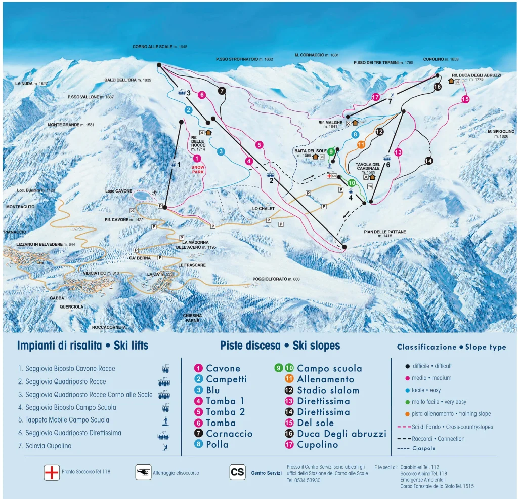 Le piste di sci di Corno alle scale
